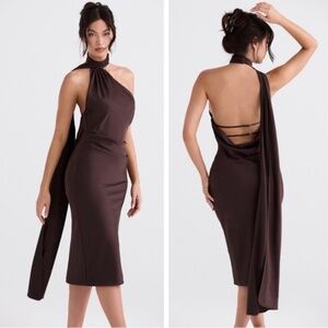 NEW House of CB Angelina Dress Chocolate Brown Large